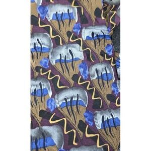J Garcia Men's Silk Necktie Duck Worm Alarm Limited Edition Blue Tan Vintage